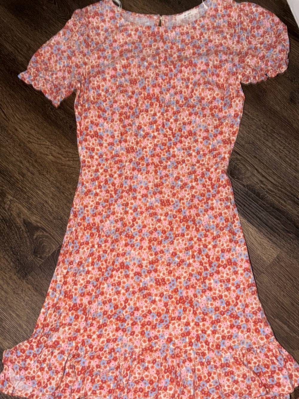 Women’s Floral Ruffle Hem Dress - Pink/Red